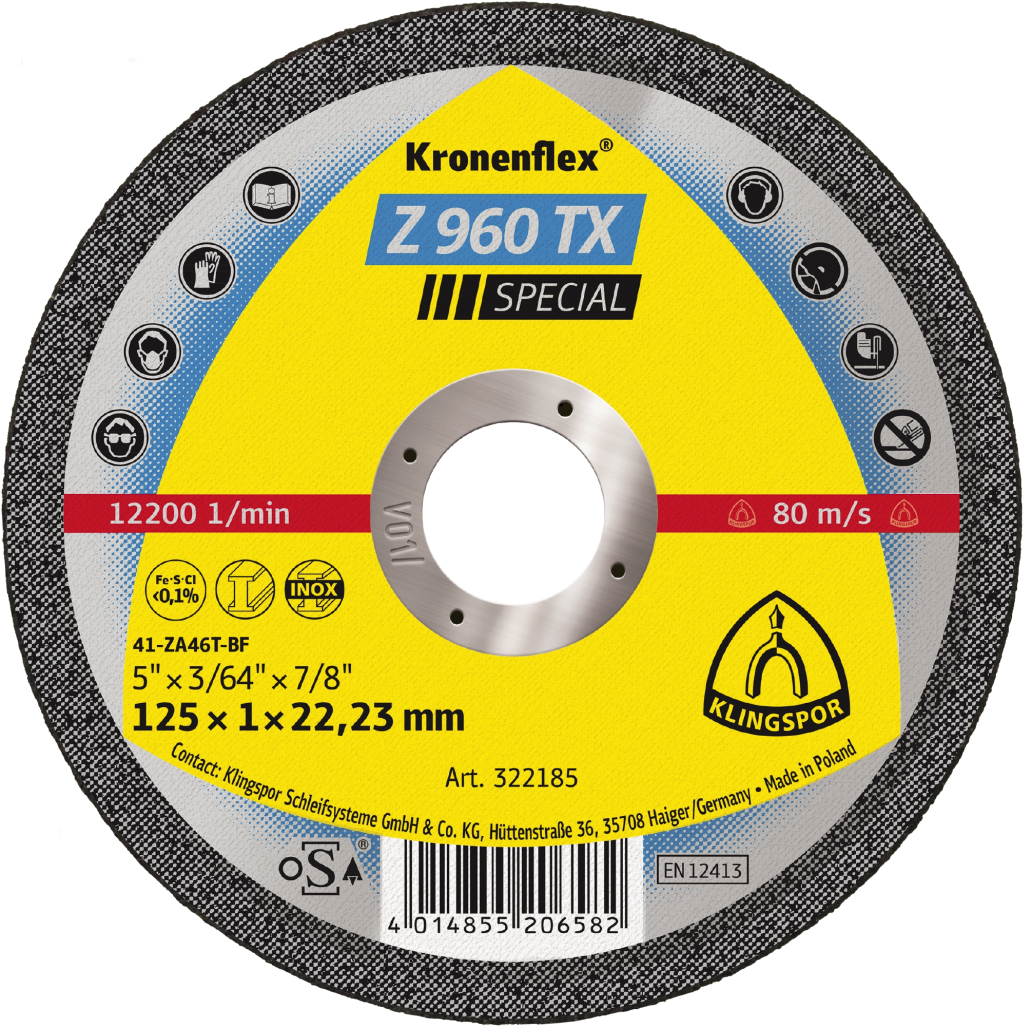 Bild von Z 960 TX Trennscheiben Zirkon 125 x 1 x 22,23 mm gerade (VPE=25 Pkg. (25))